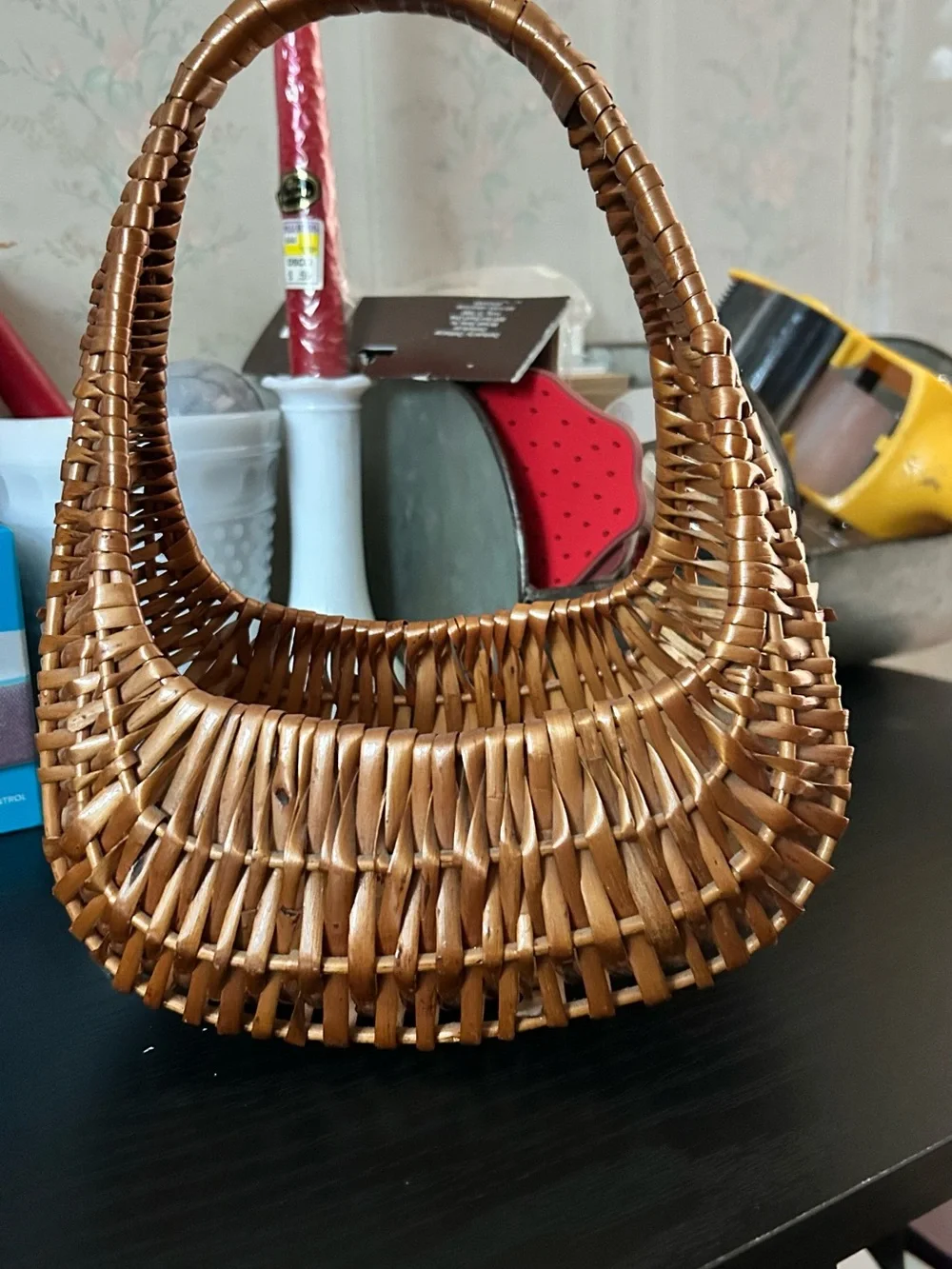 Woven Crescent Handbag in Brown